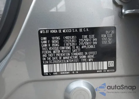 2020 Honda Hr-V 2Wd Lx from USA, damaged, VIN 3CZRU5H33LM704101